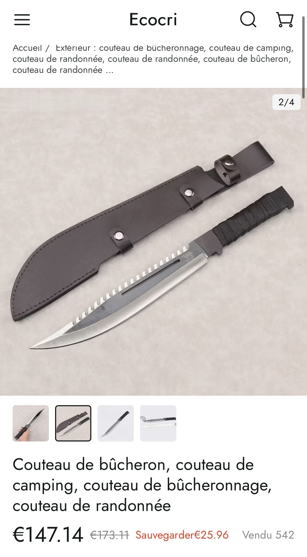 Couteau du Bûcheron 420HC – 45,5 cm – Lame 6 mm Full Tang avec Étui – Image 10