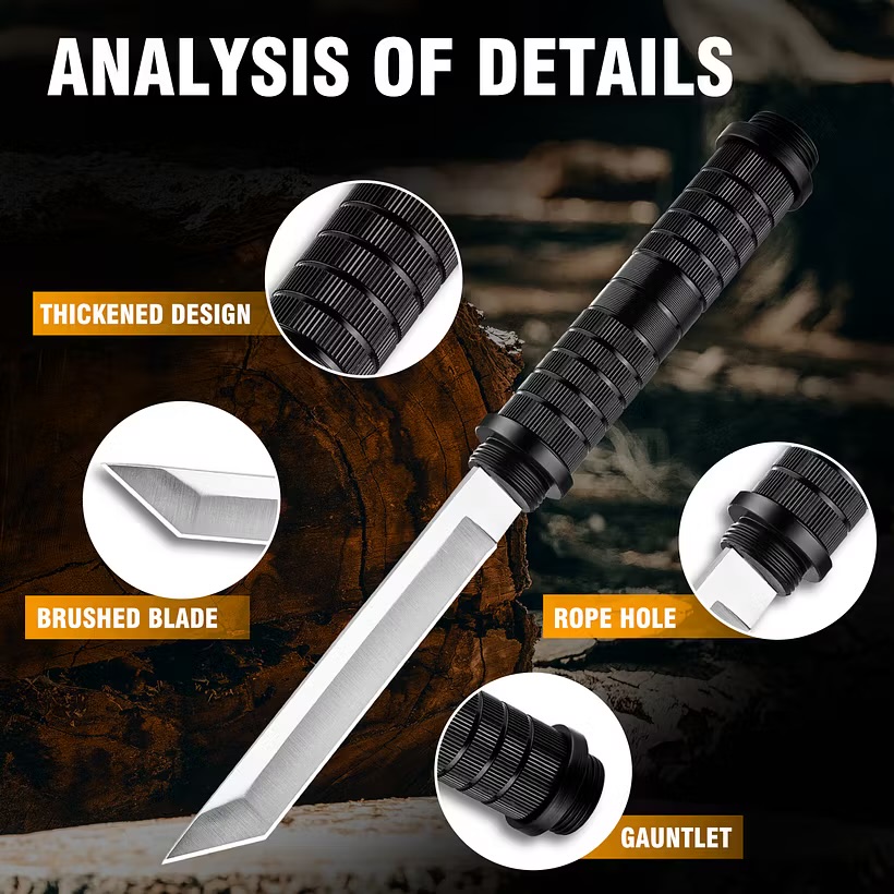 NOMAD X – Couteau Multifonction 8Cr15MoV – Tanto ou Drop Point – 32,5 cm – Image 5